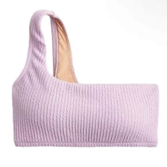 J crew New J Crew BE715 One Shoulder Textured Bikini Top Purple - Picture 1 of 2